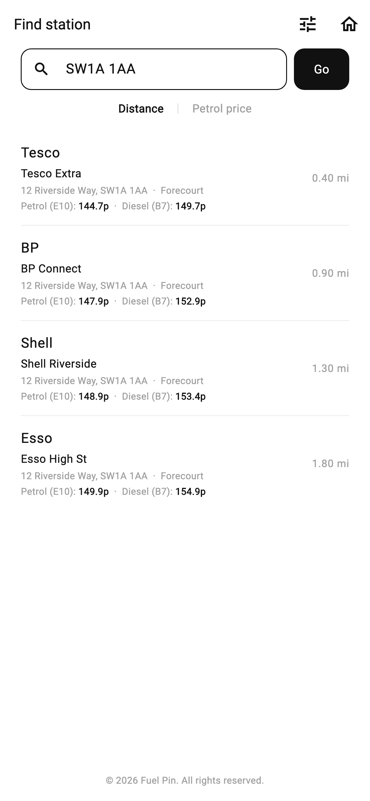 Search by postcode